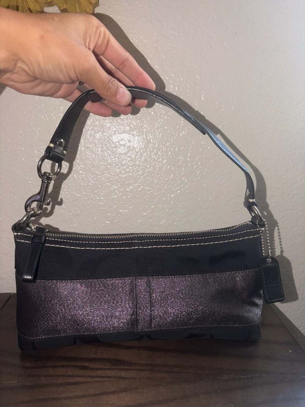 Coach Black Sparkle Mini Hobo Bag